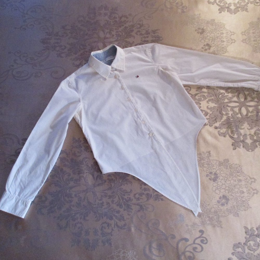 TOMMY HILFIGER JEANS WHITE WAIST TIE TOP - Picture 2 of 16